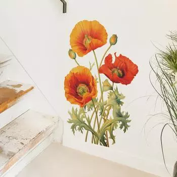 Нарисованные цветы Юй Мэй Кабинет Спальня Гостиная Домашнее украшение Наклейки на стену Самоклеящиеся 40*60CM/fun-e53