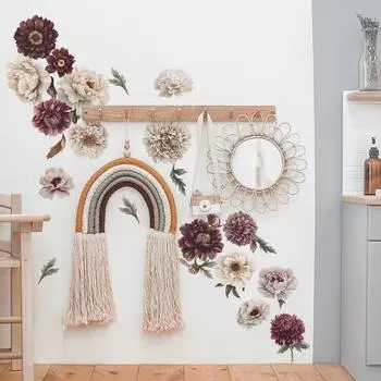 Нарисованные листья пиона для спальни, гостиной, украшения дома, декоративные наклейки на стену 39*98cm*2pcs/fun-L098