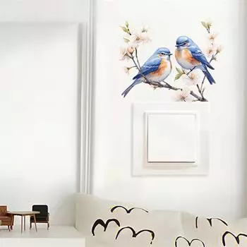 Нарисованные ветки птица спальня гостиная переключатель паста украшение дома украшают настенные наклейки самоклеящиеся наклейки