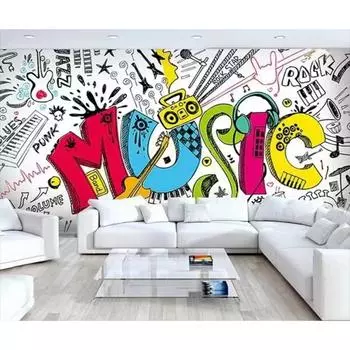 Нарисованные вручную граффити настенные обои для отеля, ресторана, бара, Ktv, рабочая одежда, фон настенная роспись 200 cm(W) x 140 cm(H)