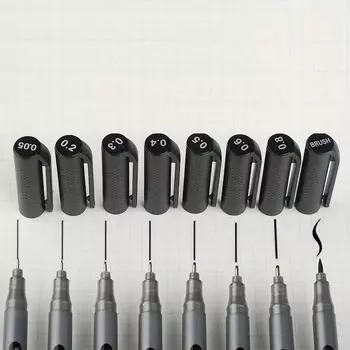 Нарисованный эскиз игольчатая ручка черная микронная ручка водостойкие маркеры тонкая ручка комикс принадлежности для художника нейлоновая мягкая головка глянцевая металлическая цветная краска 0.05mm