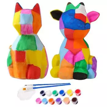 Нарисуйте свою собственную лампу с изображением кота/оленя, художественный набор, искусство и ремесла, сделай сам, поделки с котом/оленем, ночник, подарки для детей White box and cat and paint