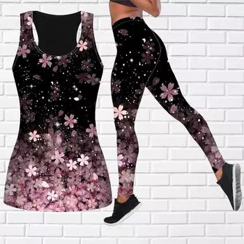 Наряд для йоги с бабочкой и цветочным принтом для женщин, модные леггинсы для тренировок, спортивные повседневные штаны для фитнеса и йоги XS розовый