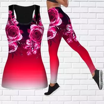 Наряд для йоги с фиолетовым розовым принтом для женщин, модные леггинсы для тренировок, спортивные повседневные штаны для фитнеса и йоги XS фиолетовый