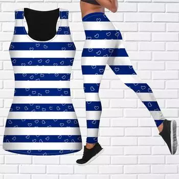 Наряд для йоги с синими полосками и принтом для женщин, модные леггинсы для тренировок, спортивные повседневные штаны для фитнеса и йоги XS чёрный