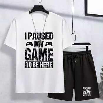 Наряд для мальчиков, футболка с принтом «Я остановил игру, чтобы добраться сюда» и шорты 100cm