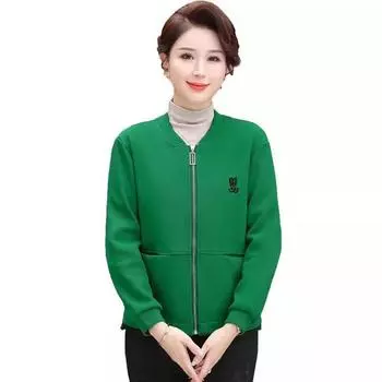 Наряд для мамы весна и осень новый универсальный иностранный стиль пальто для среднего и пожилого возраста модный темперамент короткая свободная куртка топ для женщин XL чёрный