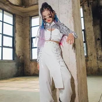 Наряд для показа мод для джазовых танцев для девочек – модная одежда для уличных танцев 120cm