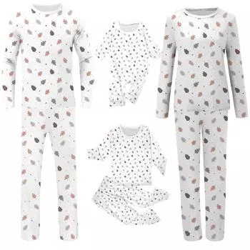 Наряд для родителей и детей с принтом, круглый вырез, длинные рукава, длинные брюки, домашняя одежда, костюм 10 Years