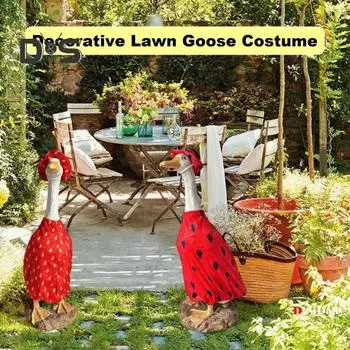 Наряд с газонным гусем, летняя уличная статуэтка гуся, нарядная одежда, непогода, крыльцо, статуя гуся, платье, одежда, костюм, украшение D