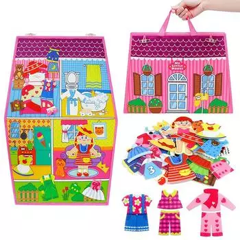 Нарядный домик из фетра, доска для рассказов дошкольников, интерактивный игровой набор Монтессори для раннего обучения для детей ясельного возраста