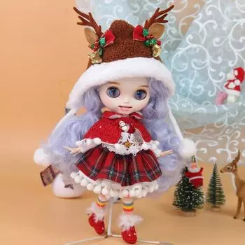 Наряды для куклы ICY DBS Blyth, наряд Санты, палевая шляпа, рождественское платье для косплея, костюм для 1/6 BJD, подарок для девочки из аниме, OB24