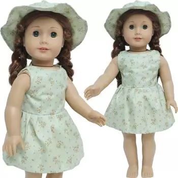 Наряды для кукол 18 дюймов, платье с цветочным принтом, шляпа, прекрасная повседневная одежда для кукол 45 см, аксессуары, игрушка для девочек, подарок на день рождения