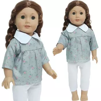 Наряды для кукол 18 дюймов, серая рубашка, белые штаны, милая повседневная одежда для кукол 45 см, аксессуары, игрушка для девочек, подарок на день рождения белый/серый