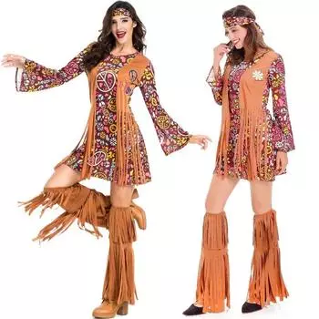 Наряды для женщин в стиле хиппи 60-х и 70-х годов, диско-платье, вечернее платье в стиле 1970 года, аксессуары, наряды xxxl