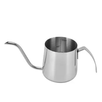 Narrow Mouth Coffee Kettle Coffee Pot with Scale Coffee Drip Kettle Easy to Clean Stainless Steel Coffee Tea Coffee Shop Tea Room (Seven Character