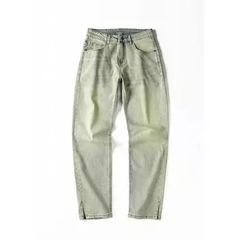 Narrow Wide-leg Yellow Mud-colored Jeans Men s Long Trousers 28