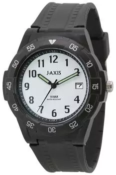 Наручные часы 10 ATM Водонепроницаемость Дисплей даты Легко читаемый циферблат Светло-черный [J-Axis] NAG49-BKW