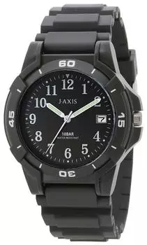 Наручные часы 10 ATM Водонепроницаемость Дисплей даты Легко читаемый циферблат Светлый черный [J-Axis] NAG50-BK