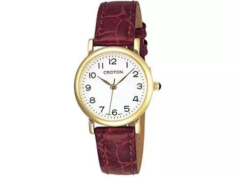Наручные часы Croton RT-125L-2 женские, коричневый кожаный ремешок, латунный корпус, простые, НОВЫЕ