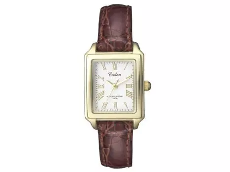 Наручные часы Croton RT-158L-B женские с коричневым кожаным ремешком и корпусом из нержавеющей стали, НОВЫЕ