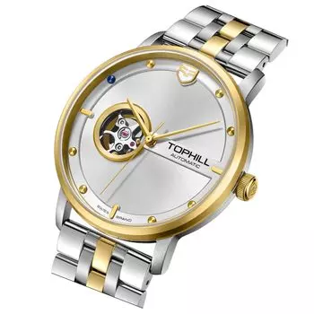 Наручные часы Gentleman Популярные Крутые Водонепроницаемые Механические Автоматические Бизнес Скелетон Подарочные часы для мужчин Мужские золотой