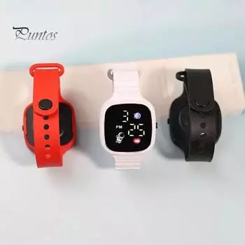 Наручные часы, кнопка управления, светодиодный квадратный циферблат, цифровой дисплей, регулируемое точное время, водонепроницаемые детские цифровые спортивные часы, аксессуар на каждый день чёрный
