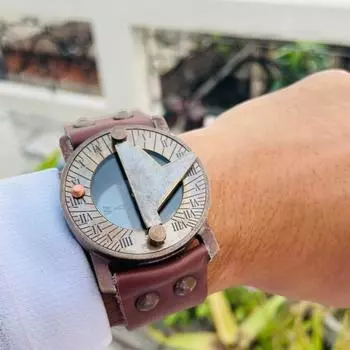 Наручные часы-компас с солнечными часами ручной работы — подарок в винтажном стиле, идеальный вариант для любителей антиквариата, бойфрендов, мужей и коллекционеров.