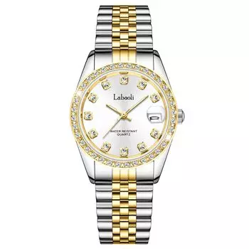 Наручные часы Модные кварцевые часы Популярные водонепроницаемые бриллиантовые дата легко увидеть светящиеся белые подарочные женские часы часы для женщин Дамы