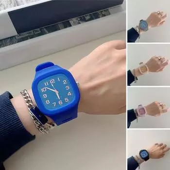 Наручные часы с квадратным циферблатом, электронная указка, темперамент, 30 м, водонепроницаемая пряжка, цифровой циферблат, повседневные наручные часы, аксессуар для одежды синий