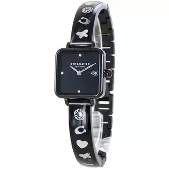 Наручные часы с квадратным кожаным ремешком [Coach] Женские часы-шопперы, (черный) [Элемент]