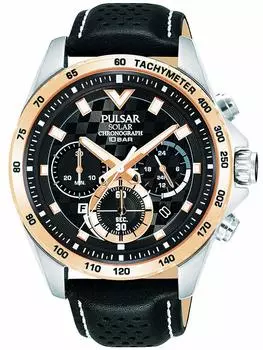 Наручные часы Seiko SEIKO PULSAR с хронографом на солнечной батарее PZ5110X1, салфетка из микрофибры 13 x 13 см в комплекте [Набор товаров] [Pulsar] и [предмет]