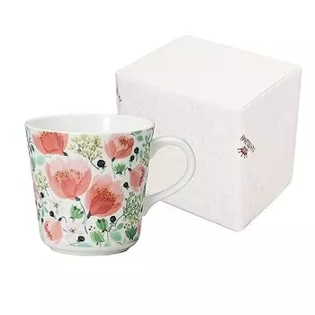 NARUMI 51942-2923AZ Кружка «Анна Эмилия», 11,8 жидких унций (340 куб.см), Спасибо Цветочный Узор, Милый, Большой, Подарок на свадьбу, Подарок на День матери, Разогреть в микроволновке, Тарелка