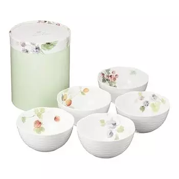 Narumi 96010-21902P Bowl and Plate Set, Lucy Garden, 4.3 inches (11 cm), Berry Pattern, 5 Patterns, Stylish, Cute, Relief, Wedding Gift, Small Bowl, M