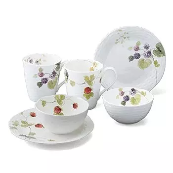 Narumi 96011-23336P Lucy Garden Dinnerware Set, Set of 6, Microwave Heater, Dishwasher Safe
