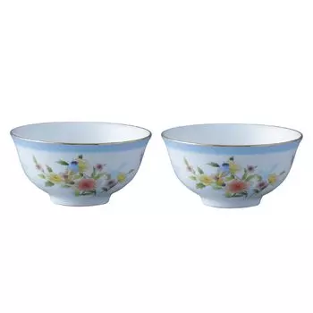 NARUMI Bowl Plate Set Ramage 11cm Blue Floral Pattern Cute Stylish Rice Bowl Tea Bowl Soup Bowl Present Gift Boxed 52468-23401