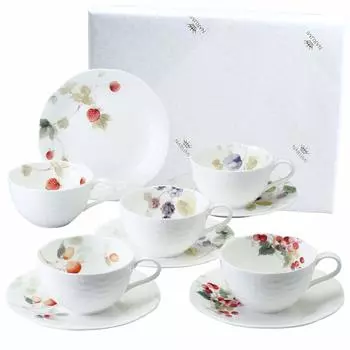 NARUMI чашка-блюдце Lucy Garden Berry 5 Pattern Wedding Day для микроволновой печи посудомоечной машины Подарочная коробка упакованный набор, 210 куб. см, Узор, Набор, Милый, Стильный, Рельеф,