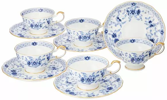 NARUMI Cup Saucer Set Milano Blue 210cc 5 Piece Set Tea Made in Japan 9682-21734