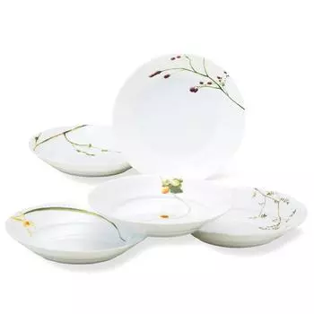 NARUMI Curry Plate Pasta Plate Set Satohana Goyomi Diameter 21cm Green Floral Pattern 5 Pattern Set Cute Wedding Gift Microwave Warmable Made in Japan
