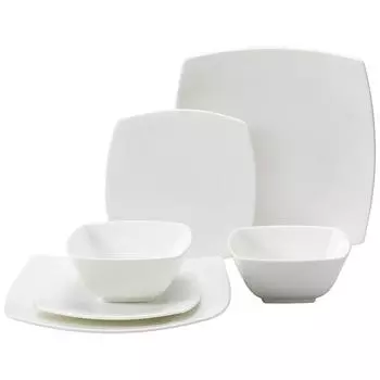 NARUMI Dinnerware Set Styles White Simple Square Set for 6 Microwave Dishwasher Gift Boxed 2, Pieces, Warming, Safe, 50481-23210