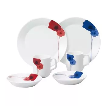 NARUMI Dinnerware Spring Floral 2 Color Red For 2 6 Microwave Dishwasher Made in Gift Set, Field, Pattern, Set, Blue, Anemone, Cute, People, Pieces,