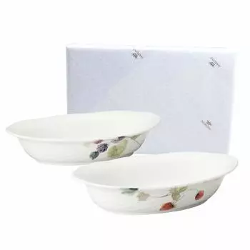 NARUMI Gratin Dish Set Lucy Garden 22cm Berry Pattern 2 Pattern Set Cute Stylish Relief Wedding Gift Present Tableware Microwave Dishwasher Oven Safe