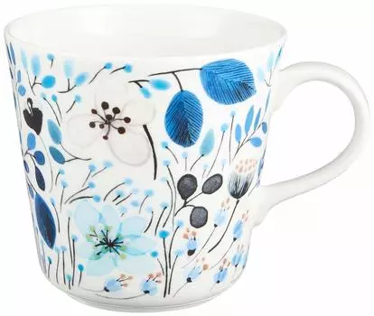 NARUMI Mug Anna Emilia 340cc Frost Blue Floral Pattern Cute Large Winter Scenery Microwave Warming Dishwasher Safe Gift Box Included 52189-2923P