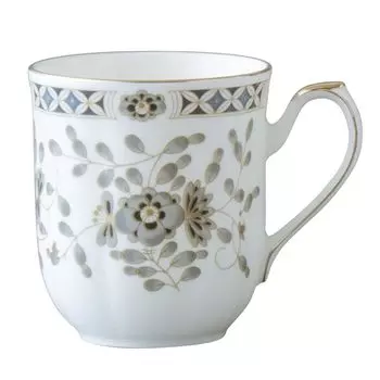 NARUMI Mug Black Milano 300cc Black Floral Pattern Plum Blossom Chintz Style Delicate and Elegant Shape Present Made in Japan Gift Box 52443-23407