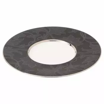 NARUMI Plate Dish Black Arabesque 27cm Black Stylish Wide Rim Made in Japan 50936-5415