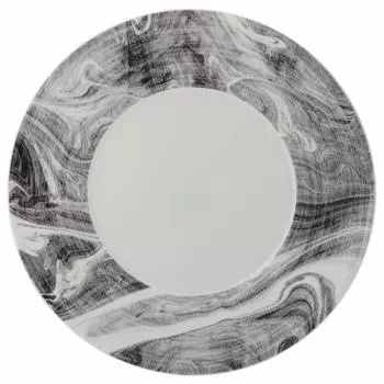 NARUMI Plate Dish Marbling Gray Matte 29cm Gray Rim A La Carte Plate Made in Japan 52140-5666