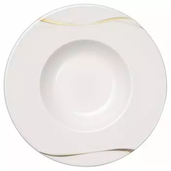 NARUMI Plate Gold and Silver Ribbon 25cm Gold Simple Stylish Elegant Wide Rim Soup Pasta Made in Japan 50815-5239