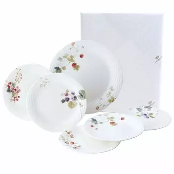 NARUMI Plate Set Lucy Garden Berry Pattern 5 Pattern Set Stylish Cute Relief Wedding Gift Day Present 6 Pieces Microwave Warm Dishwasher Safe Comes
