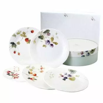 NARUMI Plate Set Lucy Garden Diameter 17cm Berry Pattern 5 Pattern Set Stylish Cute Relief Wedding Gift Day Present Microwave Warming Dishwasher Safe