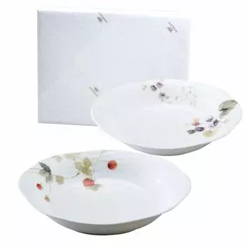 NARUMI Plate Set Lucy Garden Diameter 23cm Berry Pattern 2 Pattern Set Stylish Cute Relief Oval Plate Wedding Gift Day Present Microwave Warm